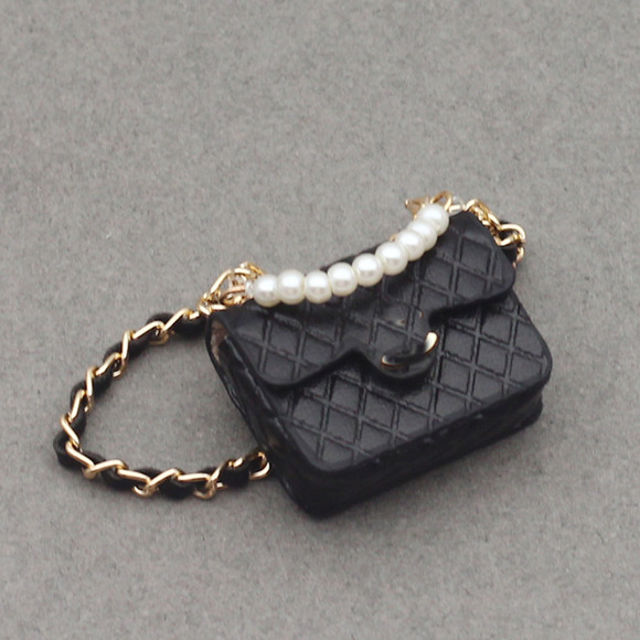 furryfriendsplush Other - 4inch bag charm cute custom bags - Black flap pearl CC bags - 0623B88